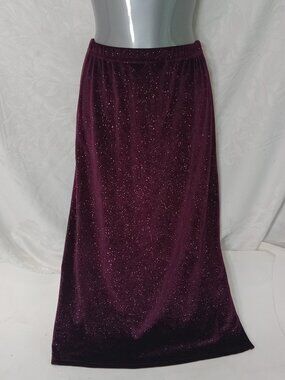 Vintage Jessie Long Stretch Skirt Girls Sz 12 Purple Sparkle Y2K Velour Maxi